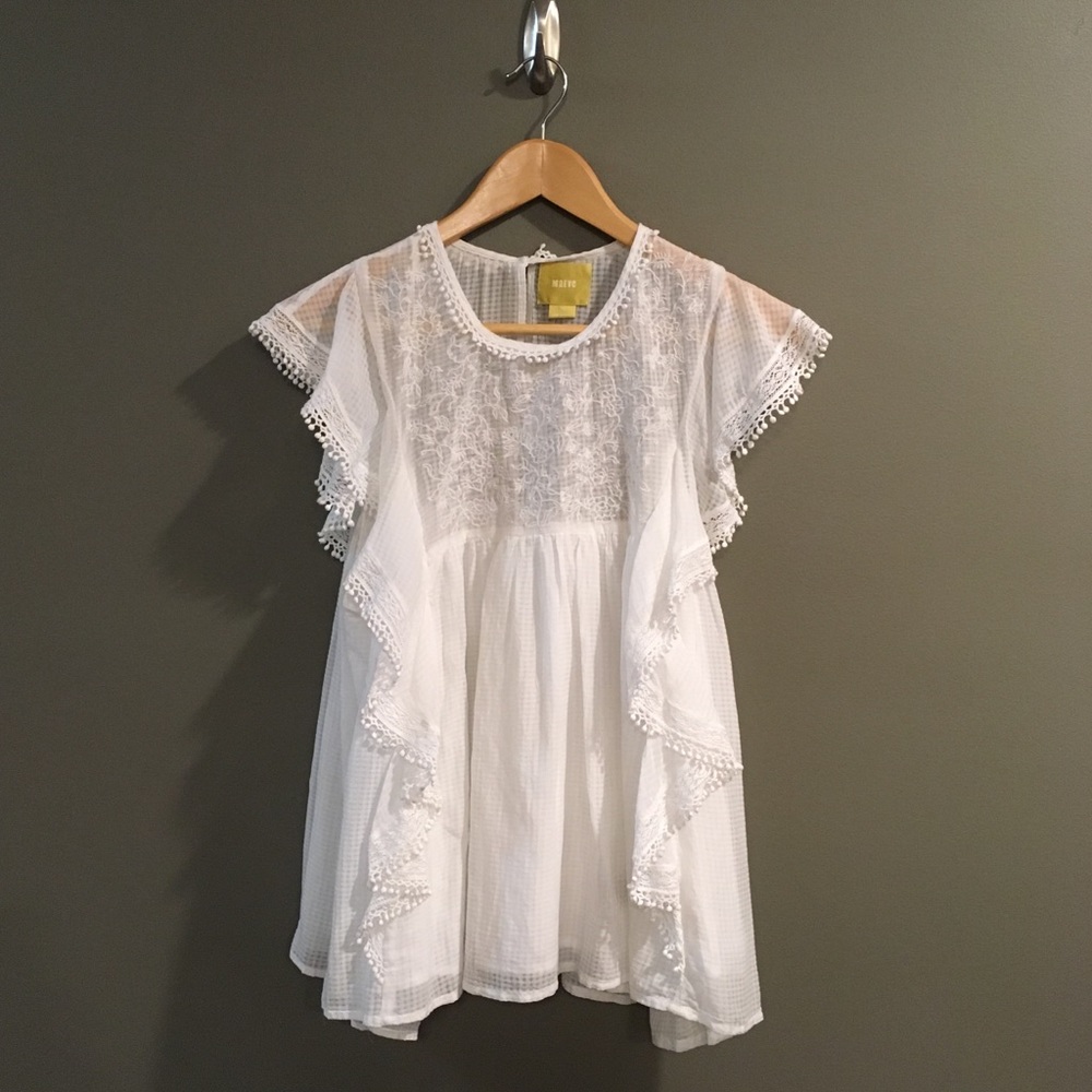 |SOLD|NWT Maeve Anthropologie Callie Ruffled Top L - Picture 3 of 8